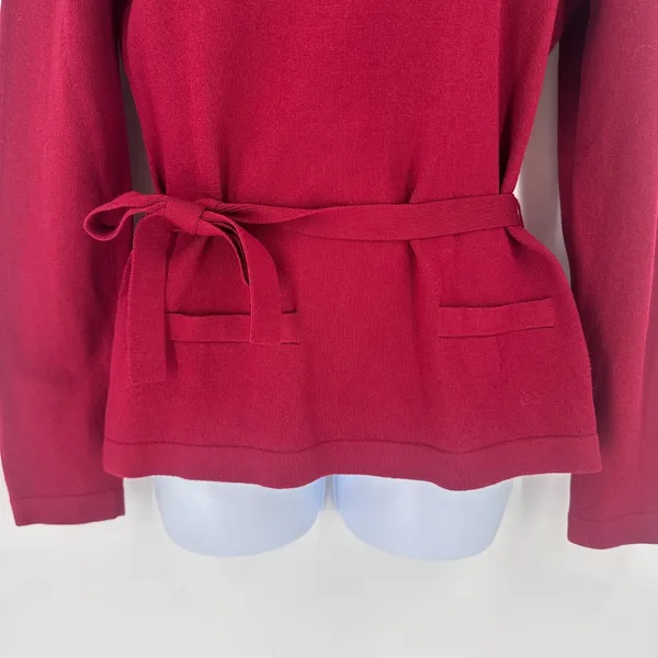 Y2K‎ Ann Taylor LOFT Red Boat Neck Long Sleeve Sweater Top Size M Rayon Nylon - Image 10