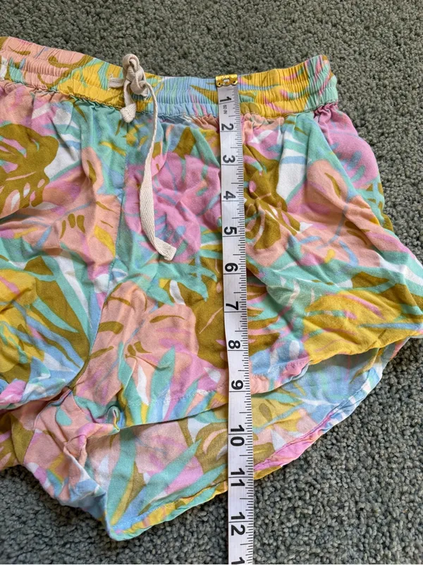 Billabong Tropical Print Shorts Pastel Colored Palm Leaf Pattern Size S Beachy - Image 3