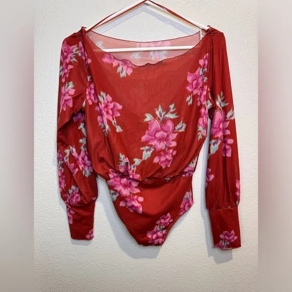 Free People Intimately‎ NWOT Undercover Printed Bodysuit Cherry Combo Top - Image 4