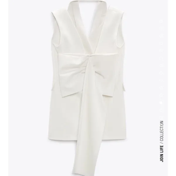 Zara Short waistcoat dress with lapel collar with voluminous back bow NEW - Image 9