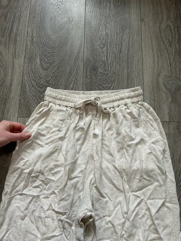 Basic Editions Beige Linen Straight leg Pants Size Medium - Image 2