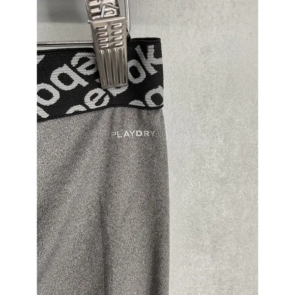 Reebok Womens Leggings Gray Workout Ready PlayDry Logo Waistband Size Medium - Image 6