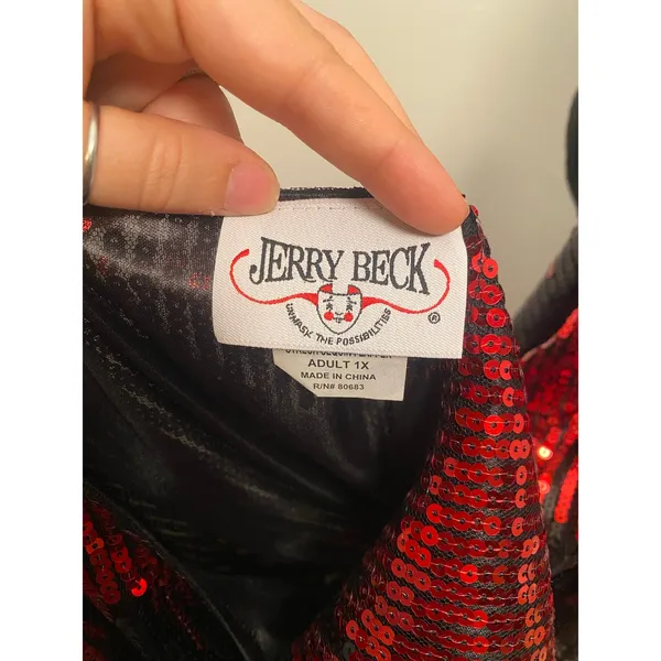 Jerry Beck Red & Black Sequin Flapper Dress Fringe Roaring 1920s Gatsby Costume - Image 6