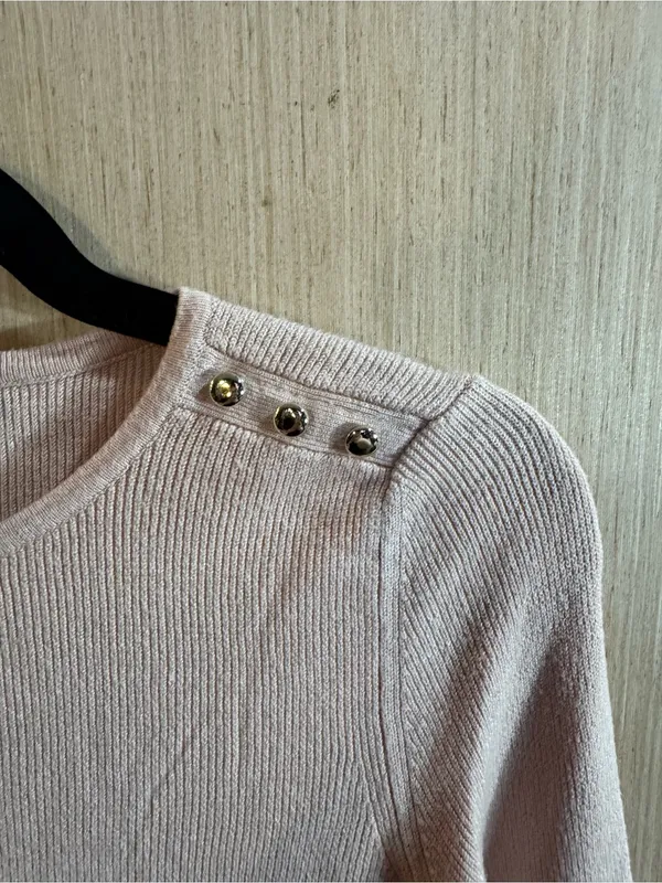 Women’s White House Black Market Blush Ruffle-Cuff Long Sleeve Sweater Size XS - Image 3