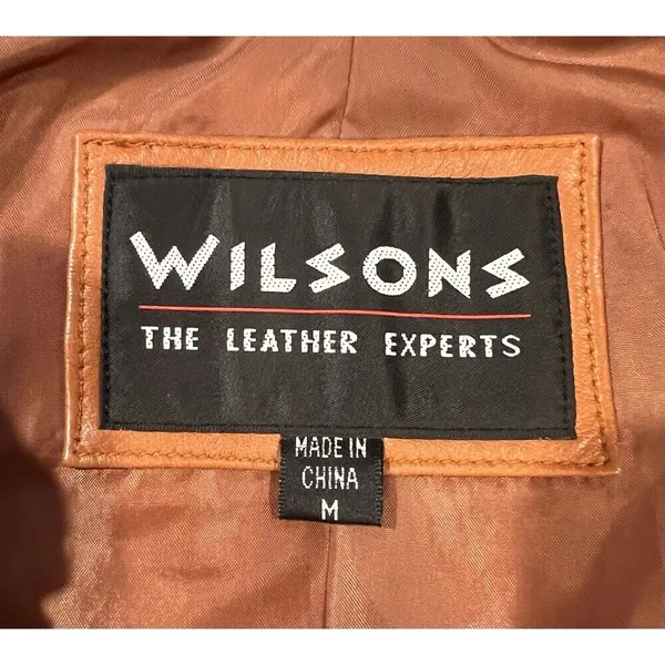 Vintage Wilsons Leather Jacket Women Orange Zip Up Size Medium - Image 9