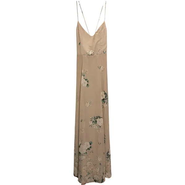 Show Me Your Mumu Floral‎ Maxi Dress Tan Beige XS - Image 3