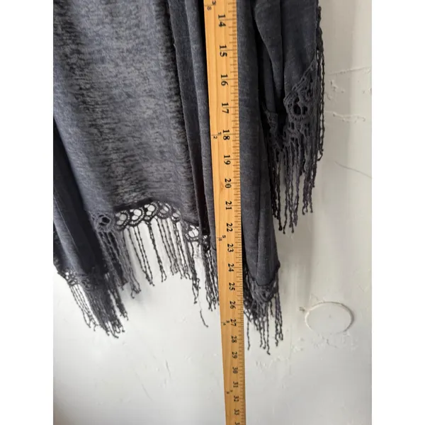 Eyeshadow 2010s Festival Gray Open Long‎ Sl Fringe Kimono Cardigan Top XL Boho - Image 7