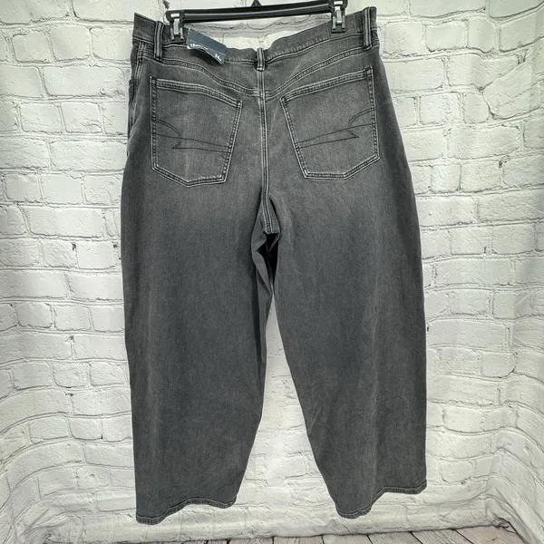NWT American Eagle Jeans 18 Standard Washed Black Low Rise Strigid Baggy Barrel - Image 2