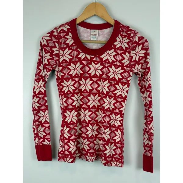Hanna Andersson Long John Pajamas SET Scandi Snowflake Women's Size XS - Image 2