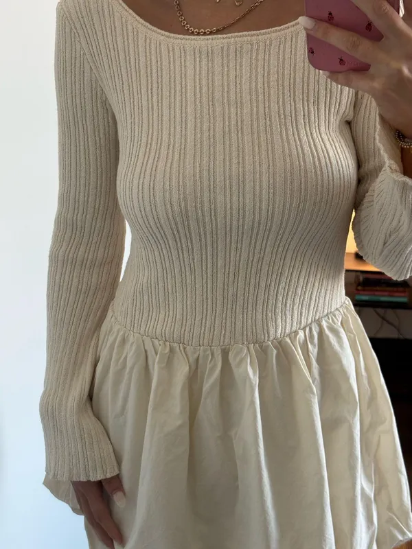 elemental knit combo mini dress White - Image 4