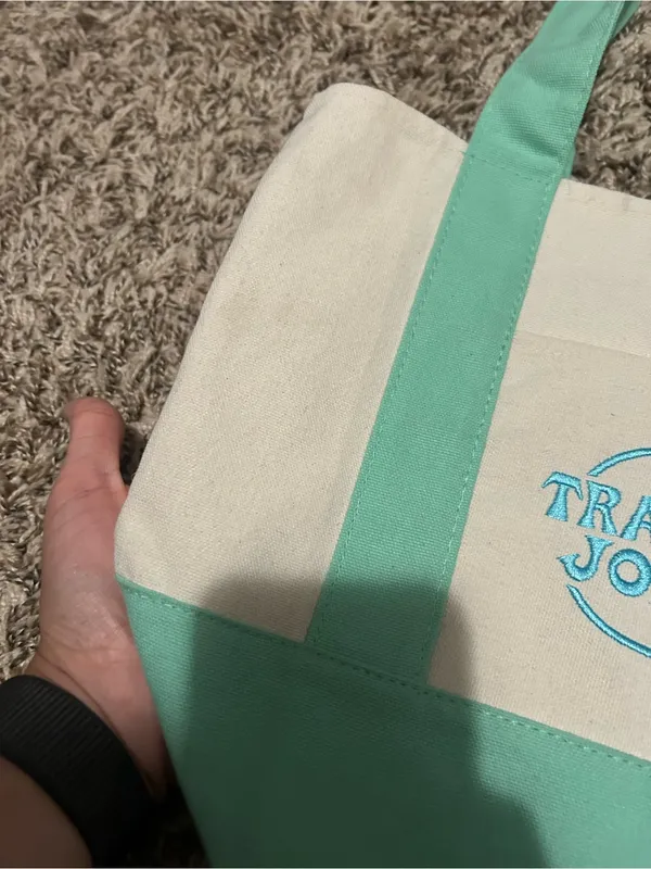 TRADER JOES Mini Canvas Tote Bag Spring 2025 Pastel Green - Image 4