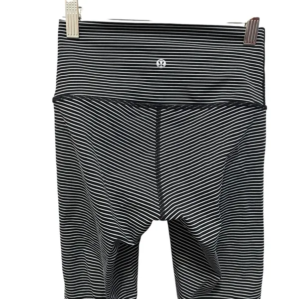 Lululemon wunder under black white stripe high rise full length leggings - Image 3