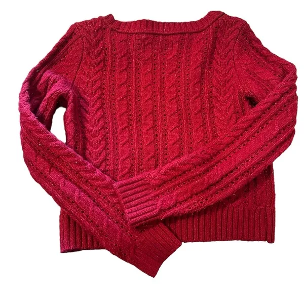 American Eagle women's XS red knit cardigan - Image 3