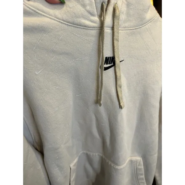 Nike Sportswear All Over Print Swoosh Hoodie Cream Oatmeal Large - Image 6
