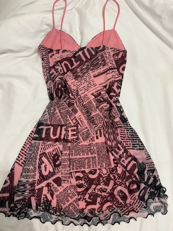 Urban Outfitters Mini Dress pink and black - Image 3