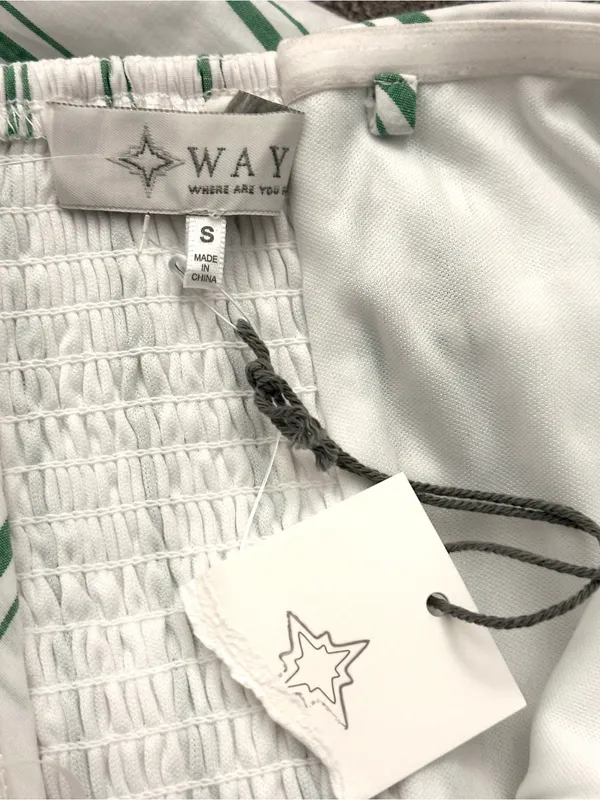 WAYF Green Stripes Convertible Strapless Dress NWT Small - Image 4