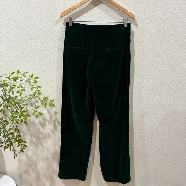 J.ING Jing Green Velvet High Waisted Straight Leg Pants Size L - Image 5