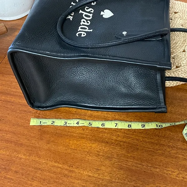 Kate Spade New York Ella Tote Bag Black With White Letters and Logo - Image 17