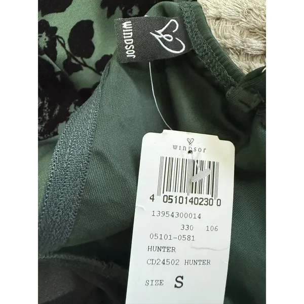 Windsor Women’s Green Velvet Floral Whimsigoth Dress Goth Grunge Stretch Size S NWT - Image 9