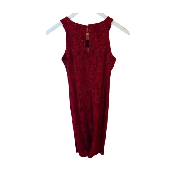 Sweet Storm Womens Burgundy Lace Maxi Dress Size S Sleeveless Formal Evening Prom Party Gown - Image 3