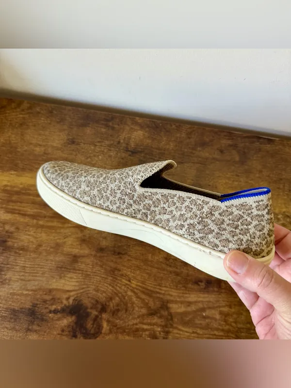 Rothy’s Pebble Spot Slip On Sneakers Womens Size 6.5 Cheetah Leopard Knit Flats - Image 9