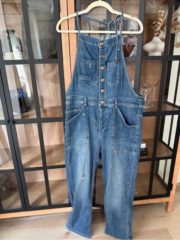 Pilcro painter denim overalls jumpsuit Anthropologie medium was straight leg - Image 2