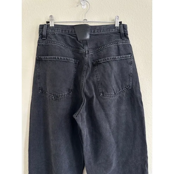 7 For All Mankind Jennifer Beaded Baggy Jeans Wide Leg Women's 26 Faded Black - Image 4