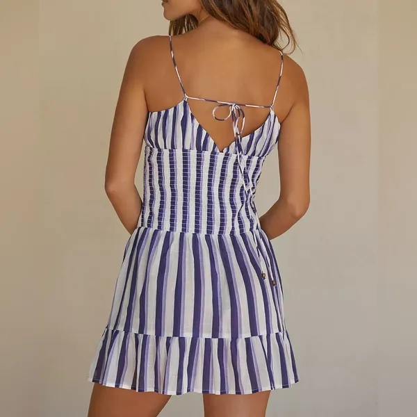 NWT Anthropologie Tiered Smocked Mini Dress vacation Resortwear stripe XS - Image 4