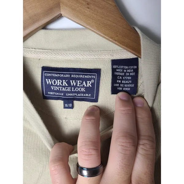 Vtg Work Wear WM 16/18 Tan Cotton Knit Striped V-Neck Sweater Vest 90s Y2K Retro - Image 3