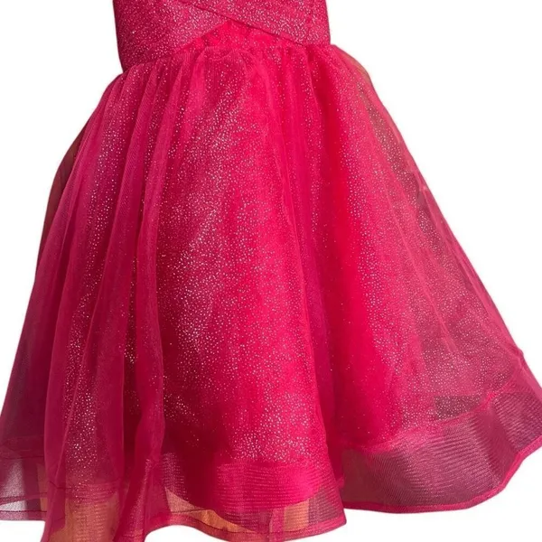 NWT Womens Lavetir Red Ruched Fit & Flare Red Shimmer Holiday Party Dress - Sz 0 - Image 4