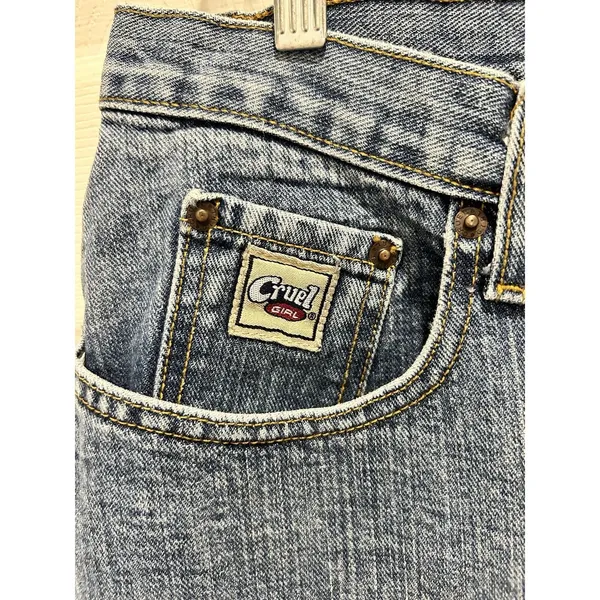 VTG Cruel Girl Relaxed Fit Jeans Womens 19 Long High Rise Blue Medium Wash Denim - Image 2