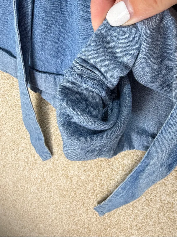 Imperfect‎ 100% cotton xs shorts American Eagle denim front tie belted pockets - Image 6