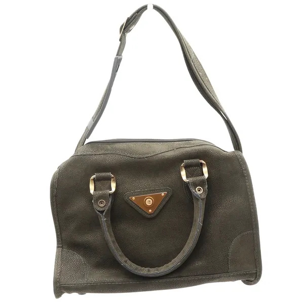 Verdi Satchel Bag Womens OS Olive Green Textured Gold Hardware Strap Good - Image 2