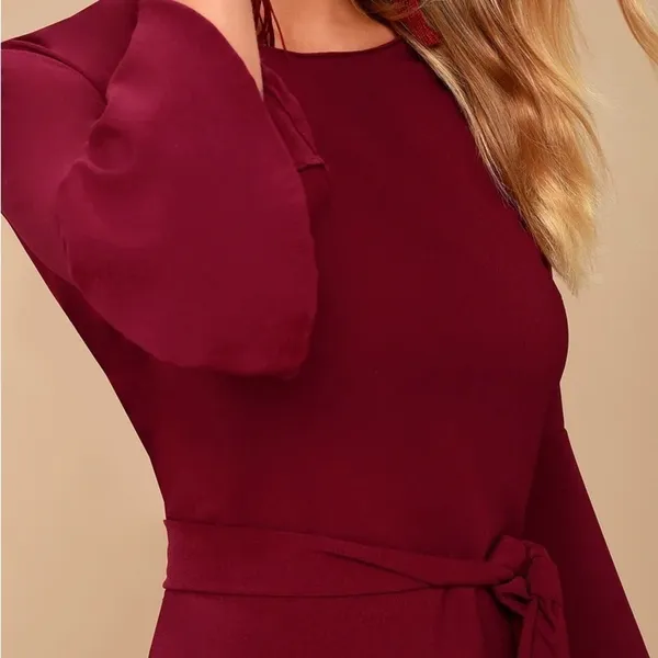 Lulus Last Love Song Tie-Waist Dress in Burgundy Size‎ Small - Image 3