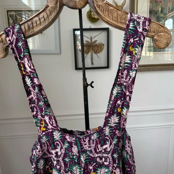 We Be Bop Purple Monkey Print Overalls Romper OSFM Size M - Image 5