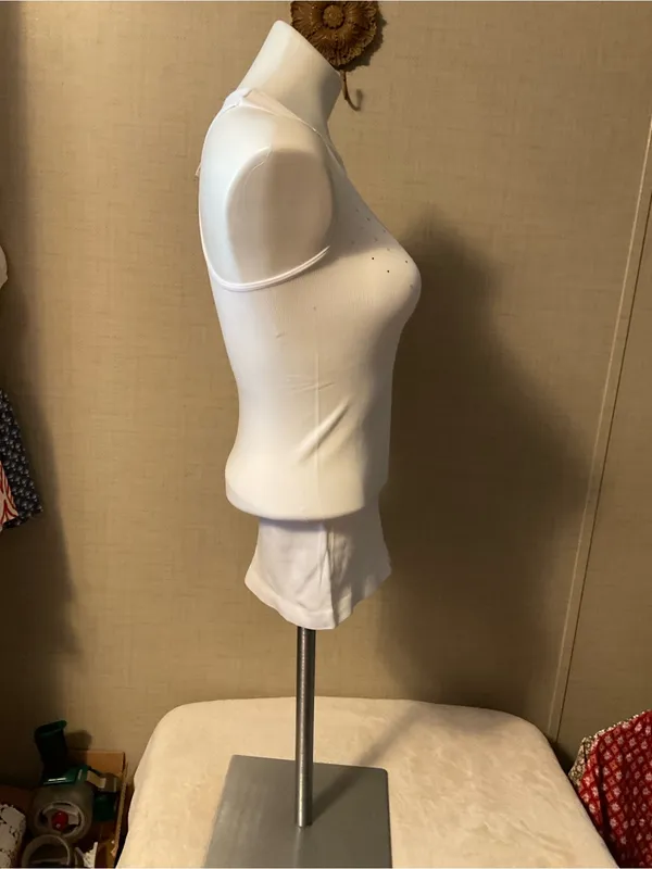 Women's White Racerback Tank Top with Crystal Detail - Image 3