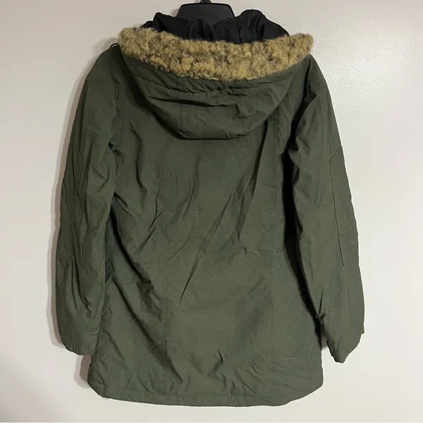 Pulse Olive Green‎ Hooded Winter Parka Jacket Faux Fur Trim Snow Skirt Medium - Image 16