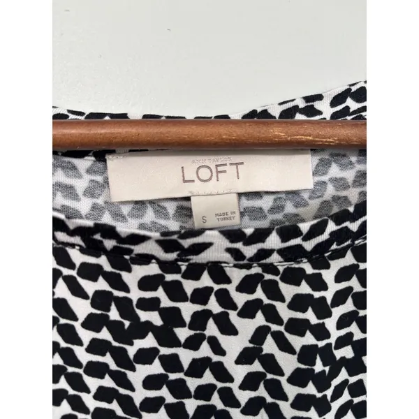 LOFT Womens Tank Top Black White Print Pocket Size‎ S Casual Summer - Image 2