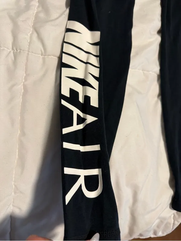 Nike Black Leggings with White Nike Air Logos - Image 2