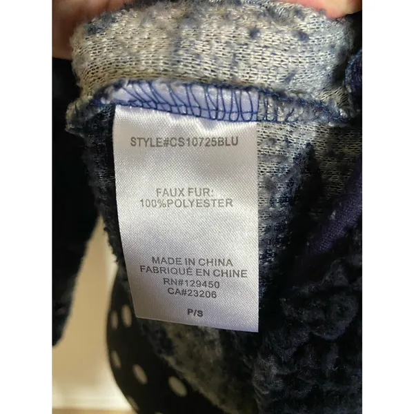 Como Womens Juniors Pullover‎ Sz Small Blue Fleece Sherpa Teddy Camo Quarter Zip - Image 5