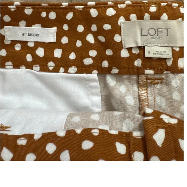 Ann Taylor LOFT Outlet Womens Rust Brown White Polka Dot Cotton Shorts Size 8‎ - Image 10