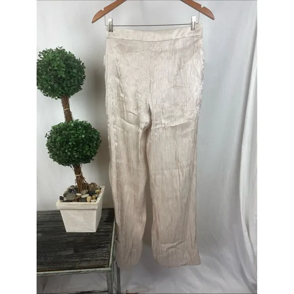 H&M Tan Shiny Metallic Trouser Pants 4 NEW - Image 3
