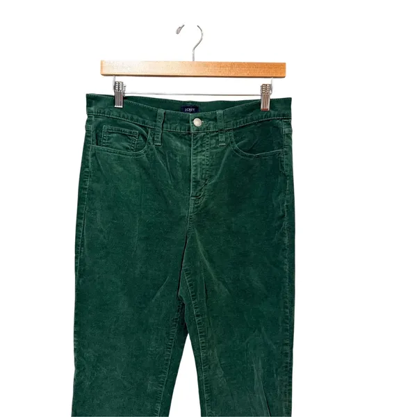 J.Crew Womens Green Corduroy Straight Leg High Rise Pants BT006 Size 29 - Image 3
