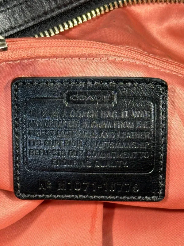 Coach Kristin 16779 Op Art Signature Y2K Satchel Black Khaki Leather Bag - Image 5