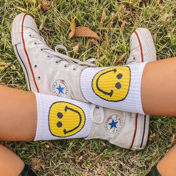 White Smiley Face Socks - Image 2