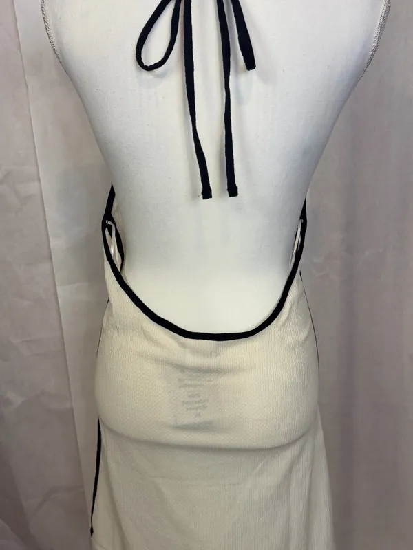 H&M White Halter Slip Dress with Black Trim - Image 7