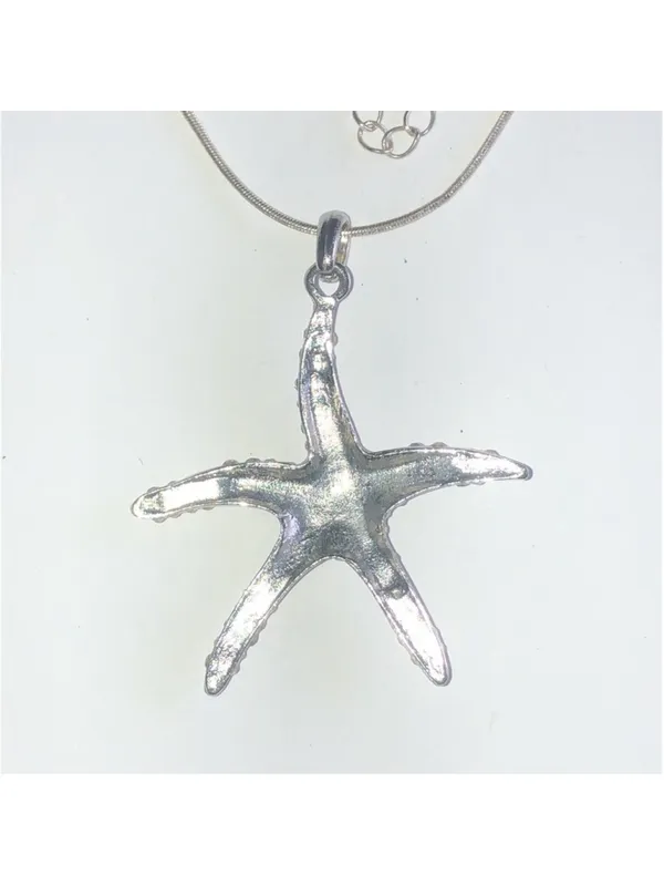 Silver Tone CZ Rhinestone Starfish Boho Pendant Necklace - Image 4