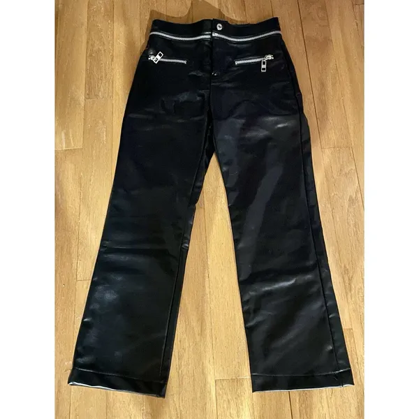 ZARA Bloggers Fave Black Faux Leather Pants Zipper Detail/Detachable Waist-Small - Image 11