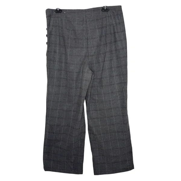 Loft High Rise Wide Leg Gray‎ Sailor Plaid Pants Womens 12 Academia Preppy Office NEW - Image 3