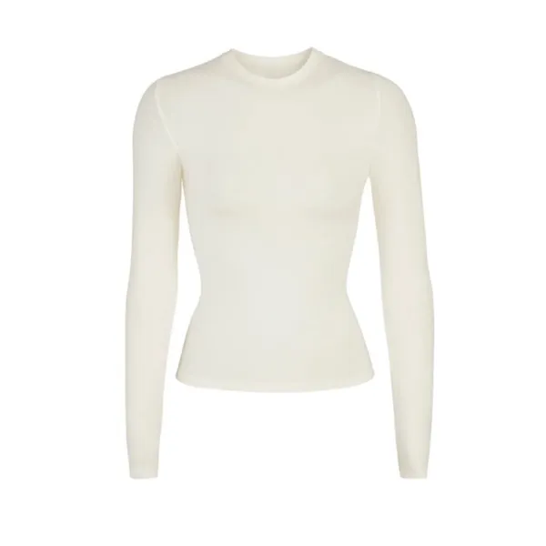 NWT Skims (B8) Cotton Jersey Long Sleeve T-Shirt Crew Neck Pullover Bone Size L - Image 2